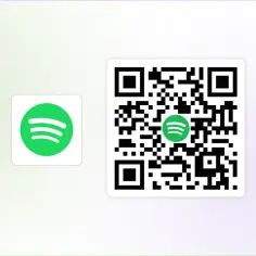 Logo Spotify i kod QR z zielonym logo Spotify pośrodku.